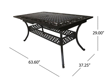 Outdoor Extendable Aluminum Dining Table With Pattern Table Top And Curved Legs - Copper