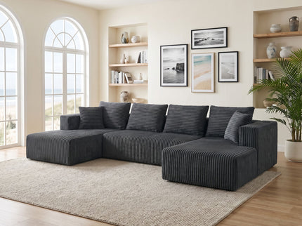 U-Shaped Modular Sectional Sofa With Double Chaise, Oversized Deep Seat For Living Room