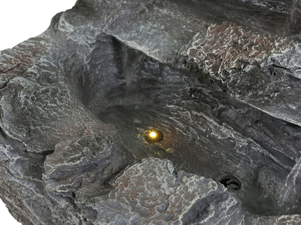 Concrete Rock Waterfall Fountain With LED Lights, Outdoor Garden Decor
