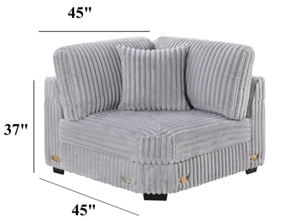 Corner Wedge Chair With Pillow, Living Room Furniture, Soft Upholstered Modular Seating - Gray / Mink