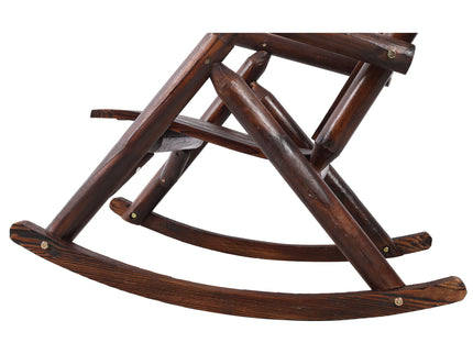 Durable Wooden Porch Rocker, Fir Log Rocking Chair