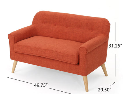 Classic Loveseat With Rolled Armrests And Button Tufting
