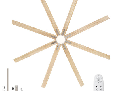 Oversized Large Ceiling Fan With Dimmable LED Light, 8 Blades, Remote Control