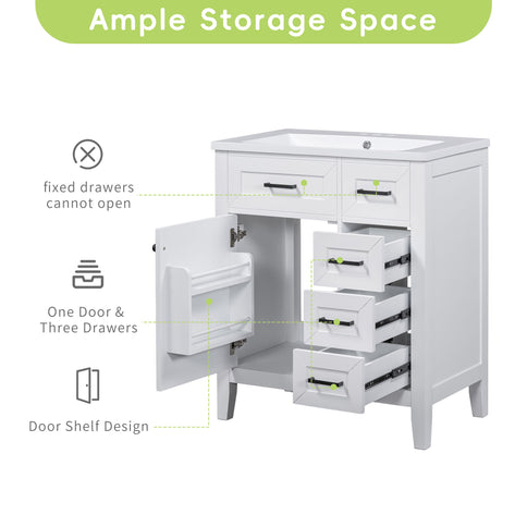 Modern Bathroom Vanity Base Only With Drawers, Freestanding Design