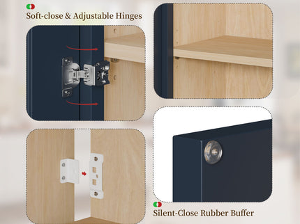 Shaker Wall Cabinet With Soft Close Hinges, Adjustable Shelves, Double Door