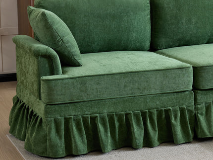 Cloud Sofa With Removable Ruffled Skirt With Ottoman And Flared Arms