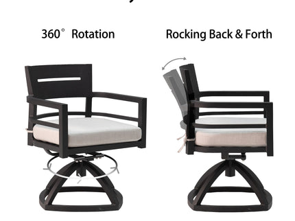 Outdoor Modern Dining Set, Chairs Sunbrella Cushioned And Dining Table With Umbrella Hole