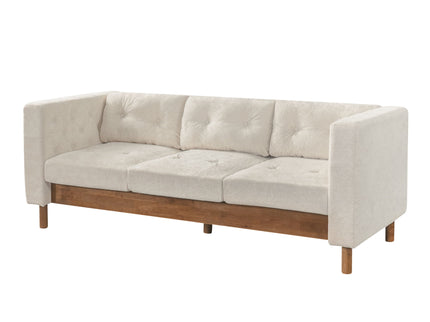 3 Seater Sofa With Square Arms, Tufted Pillow Back For Living Room