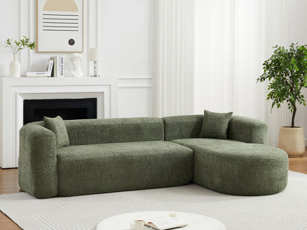 L - Shape Boneless Cloud Couch With 2 Throw Pillows For Living Room