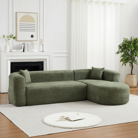 L - Shape Boneless Cloud Couch With 2 Throw Pillows For Living Room