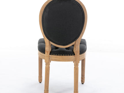 French Style Solid Wood Frame Antique Painting, Hand-Pulled Buckle Decoration Artificial Dining Chair With Nailhead Trim, Wood Legs