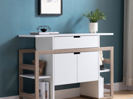 Modernize Kitchen Buffet Organizing Cabinet With 4 Shelves - White / Dark Taupe