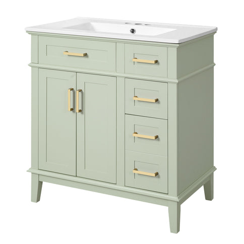 Modern Bathroom Vanity With Ceramic Sink, Soft Close Storage Cabinet