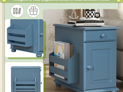 Vintage Flip Top Side Table With USB Ports