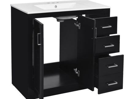 Bathroom Vanity With Sink Combo, Storage Cabinet, Freestanding Set With 3 Drawers & Soft Closing Doors