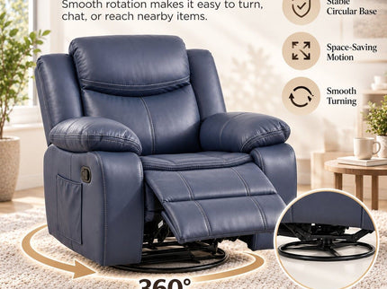 Rocker Recliner Chair With Manual Recline And 360° Swivel Base