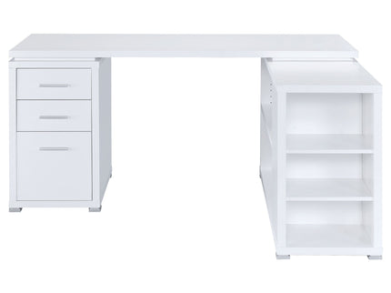 Tona - L-Shape Computer Desk With 3 Drawers And 5 Shelves