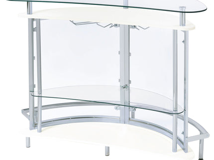 Strick - Freestanding Glass Top Home Bar Wine Cabinet - White
