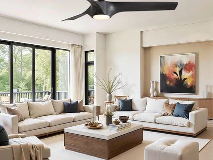 Reversible Quiet Motor Ceiling Fan Light With ABS Blades - Black / Gray