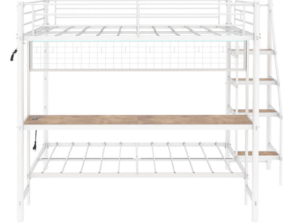 Bunk Bed With Built In Desk And LED Lighting