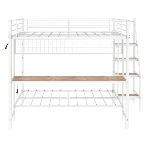 Bunk Bed With Built In Desk And LED Lighting
