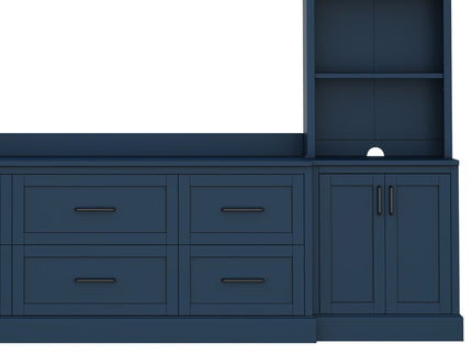Arched Entertainment Center Wall Unit With 6 Drawers, Large TV Stand With Bookshelves