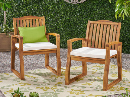 Della - Wood Armchair (Set of 2) Outdoor Dining Chairs - Cream