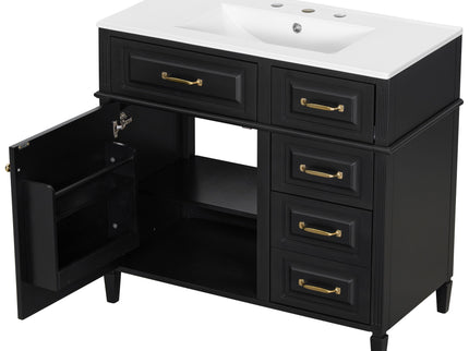 Modern Bathroom Vanity With Sink Top, Flip Drawer Design