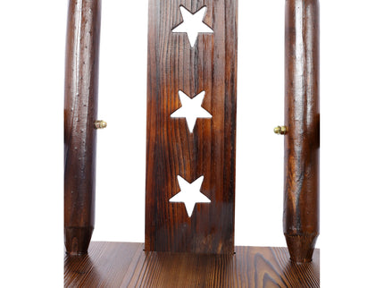 Rustic Tall Bistro Chair Decorative Star Backrest And Footrest, Fir Wood, 4 Foot - Brown