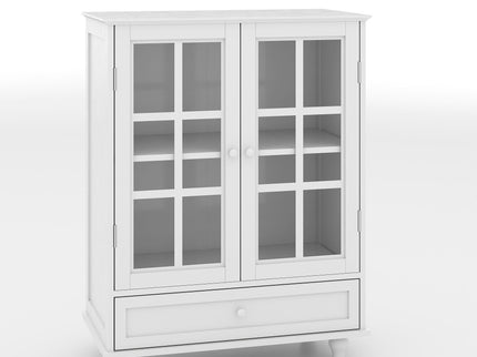 Minimalist Buffet Cabinet With Double Glass Doors And Drawer