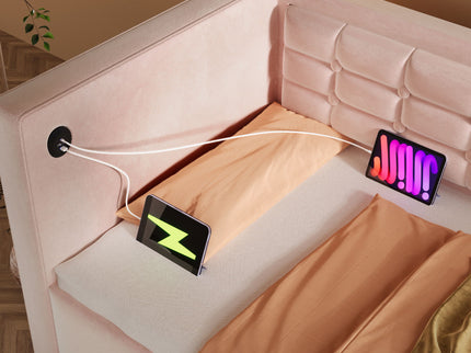 Upholstered Hydraulic Storage Daybed With USB & Type C Charging
