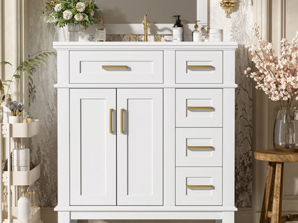 Modern Bathroom Vanity With Sink, Storage Cabinet, Soft Close Doors, Deep & Standard Drawers