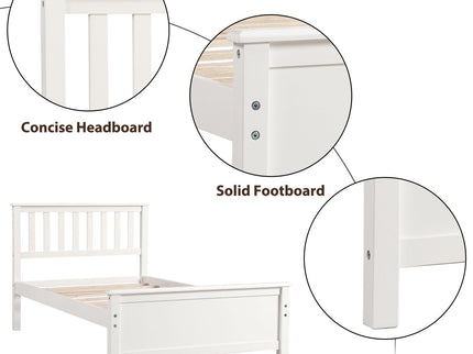 Platform Bed With Headboard, Footboard And Wood Slat Support