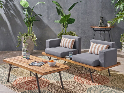 2 Piece Patio Set With Loveseat And Coffee Table - Natural / Dark Gray