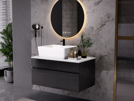 Floating Bathroom Vanity With Sink For Small Bathroom - White / Black