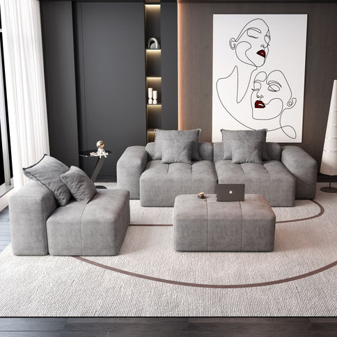 Modern Oversized, Modular Sectional Sofa With Pillows