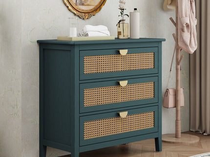 3 Drawer Cabinet, Natural Rattan, American Furniture