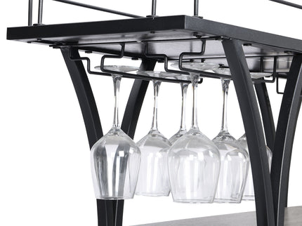 Industrial Bar Cart Kitchen Bar & Serving Cart For Home With Wheels 3 Tier Storage Shelves - Black / Gray
