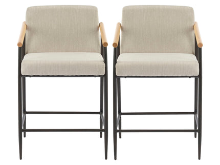 Mid Century Modern Counter Stool Set With Iron Frame