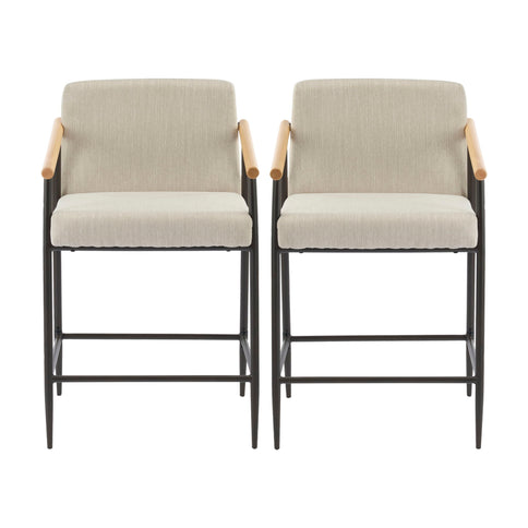 Mid Century Modern Counter Stool Set With Iron Frame