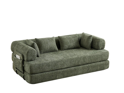 Convertible Sleeper Sofa Bed With Cylindrical Pillow