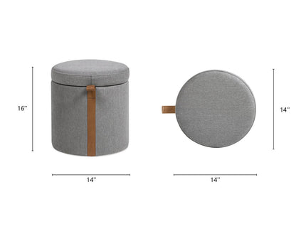 Brandy - Round Upholstered Storage Ottoman With Accent