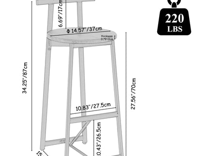 Modern Bar Stools With Backrest For Kitchen (Set of 3)