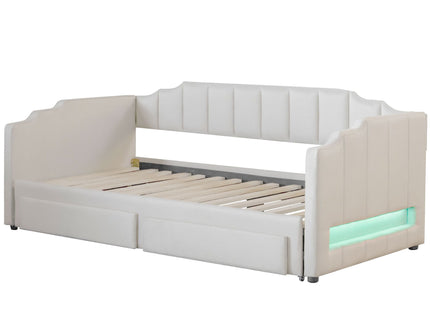 Extendable Daybed With LED Light And 2 Storage Drawers