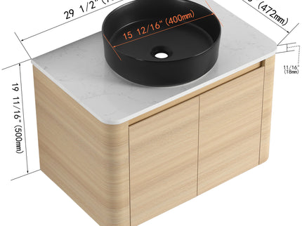 Mounted Bathroom Vanity With Art Sink & 2 Soft Close Doors