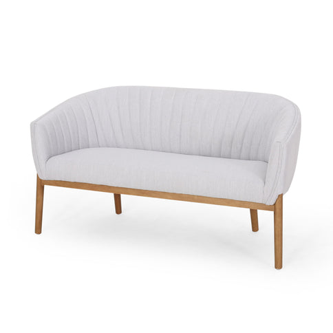 Mid Century Modern Loveseat With Channel Stitched Backrest