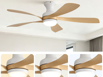 52" Ceiling Fan With 3 Color Dimmable LED Light, DC Reversible Motor, 6 Speed Settings
