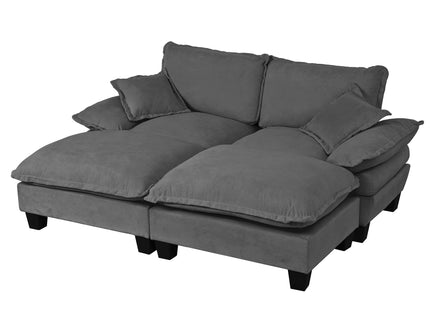 Modular Sectional Sofa With Movable Ottoman & Pillows