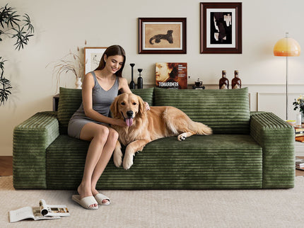 3 Setaser Sofa, Deep Seat Couches For Living Room - Green