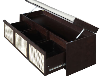 Entryway Shoe Bench With Drawers & Button Tufted Cushion